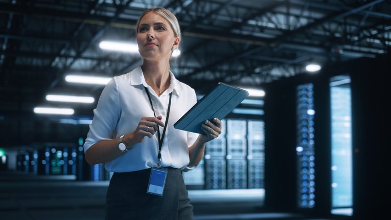 a woman manages her data center cooling system