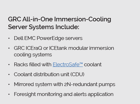 GRC & Dell All-in-One Immersion Cooling Server Systems Include